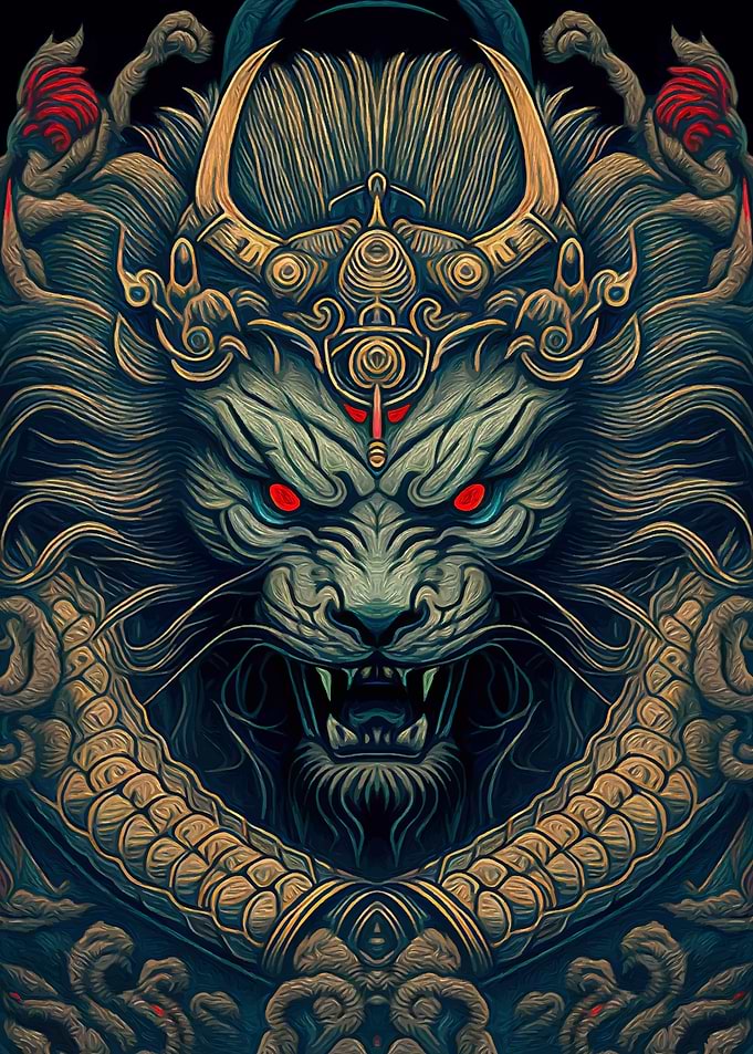 Lion Demon in Japanese art
