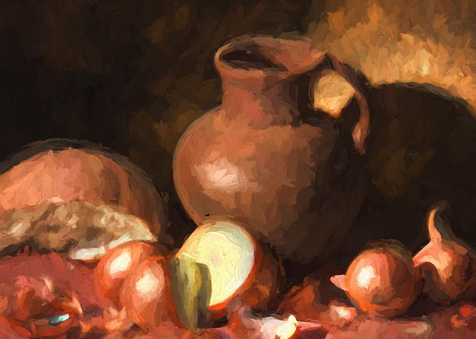 Oil Still life with Onion