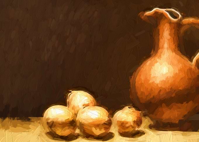 Oil Still life with Onion