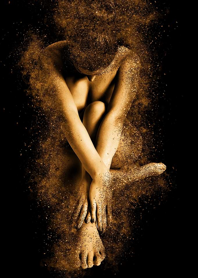 Golden woman abstract