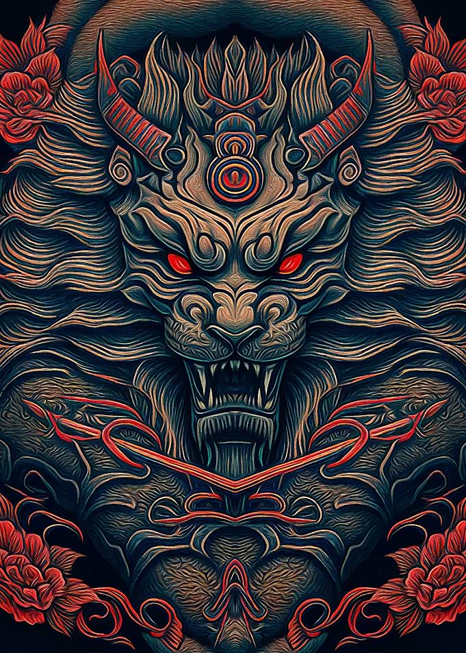 Demonic Lion Japanese art