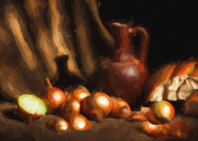 Oil Still life with Onion