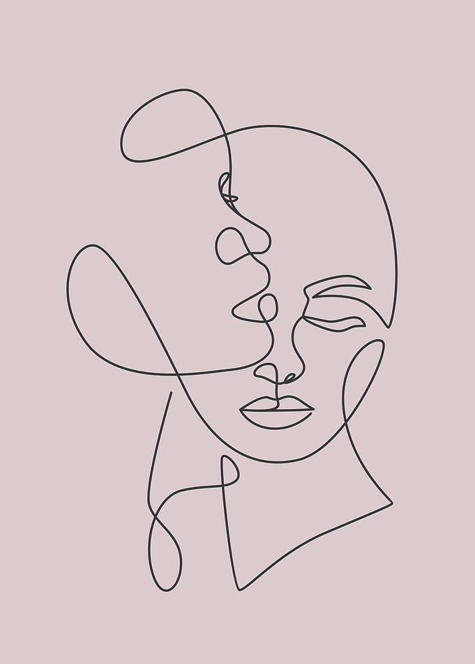 Two Woman Faces line art