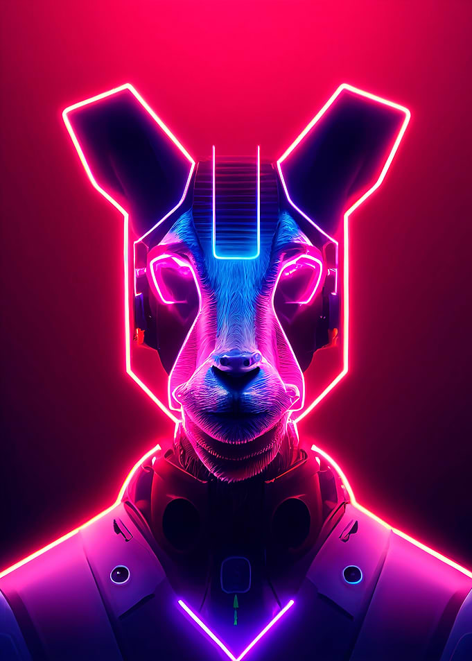 Goat cyborg neon animal