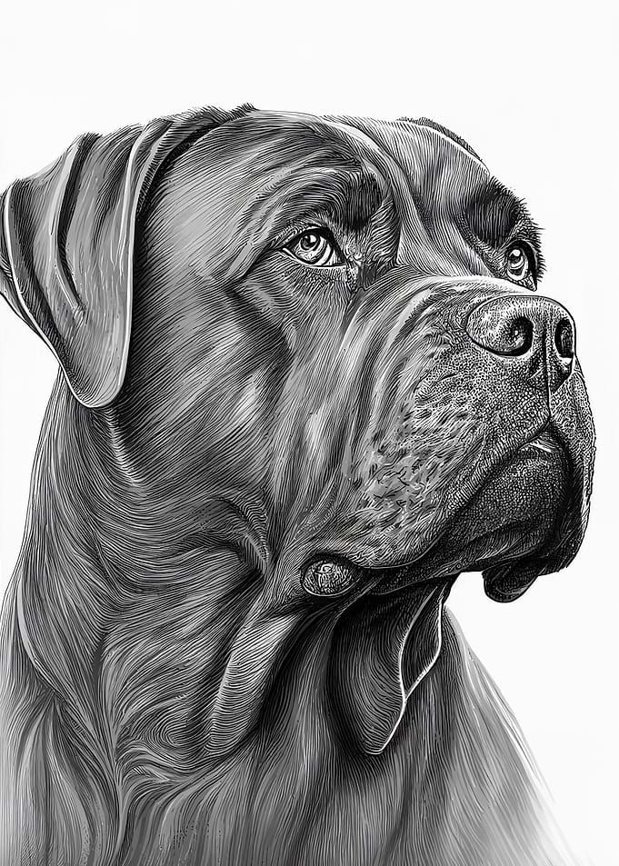 Cane Corso Dog Drawn