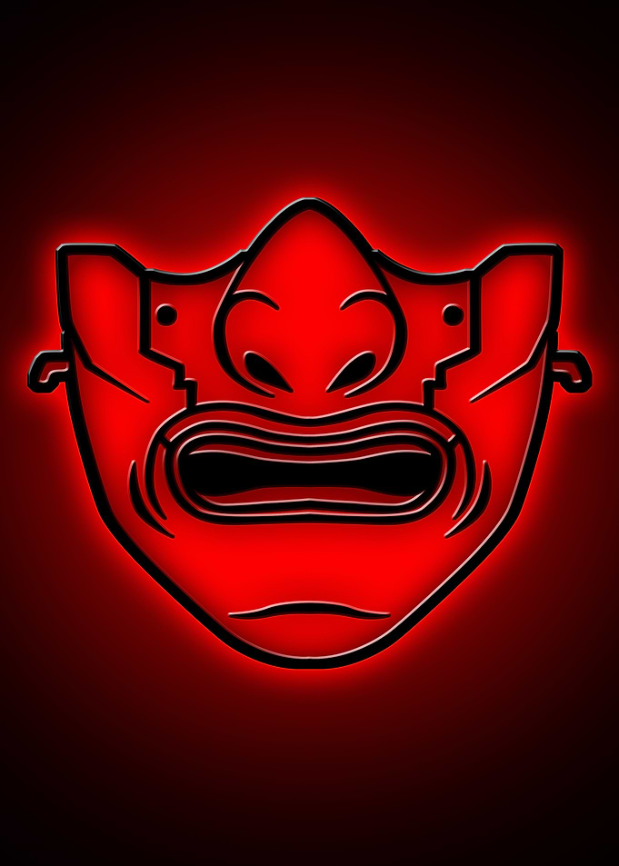 Samurai mask neon