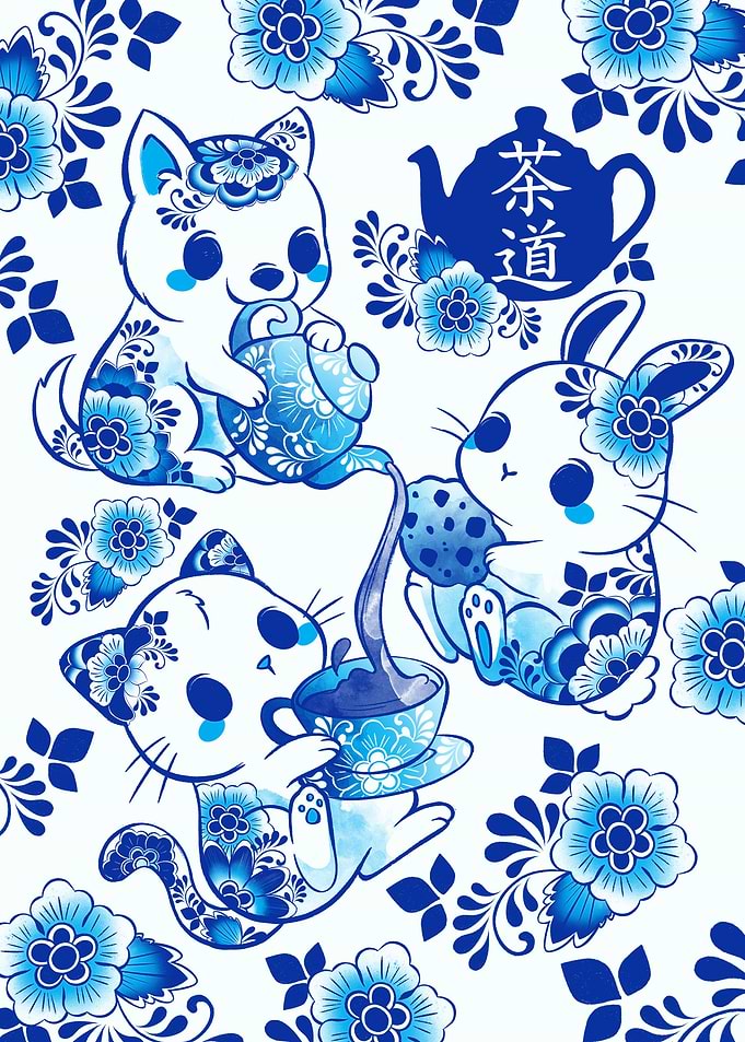 animals tea ceremony