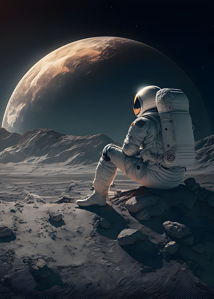 Earth view with astronaut