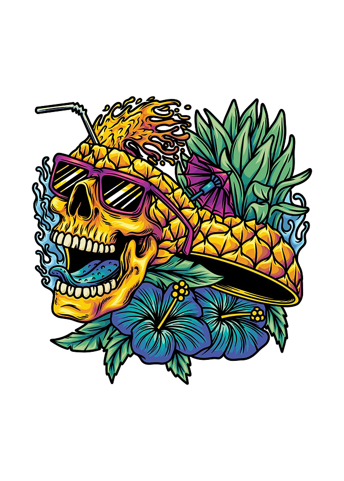 pineapple skull and flower