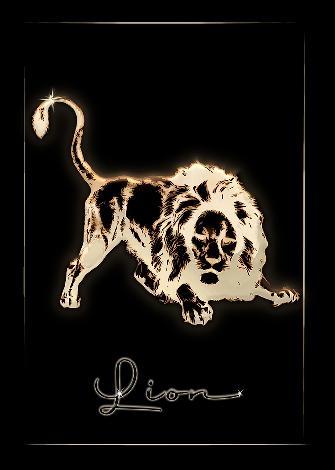 Glowing blackprint Lion