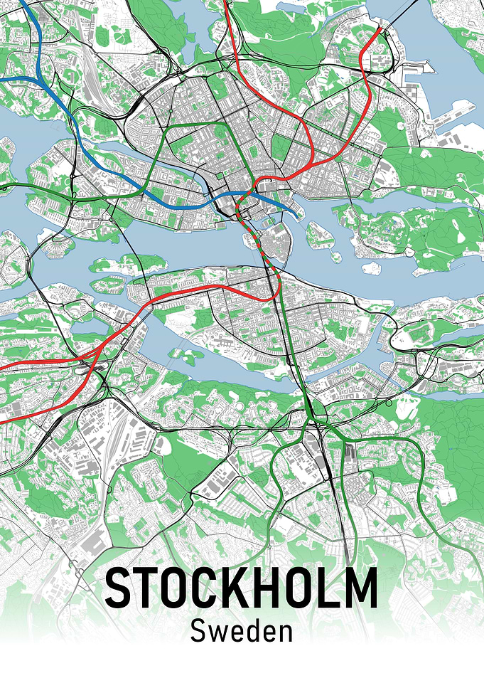 Stockholm City Map Subway