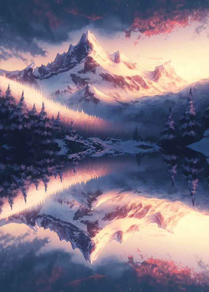 Red Sunset snow mountain