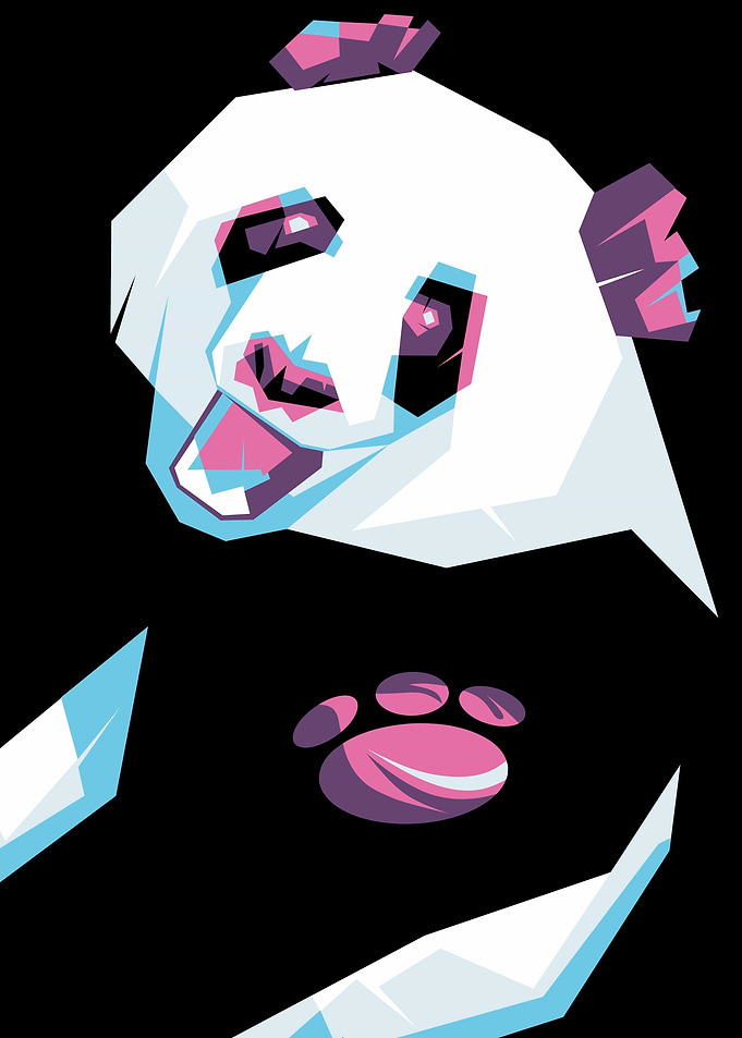 Cute panda bear on popart