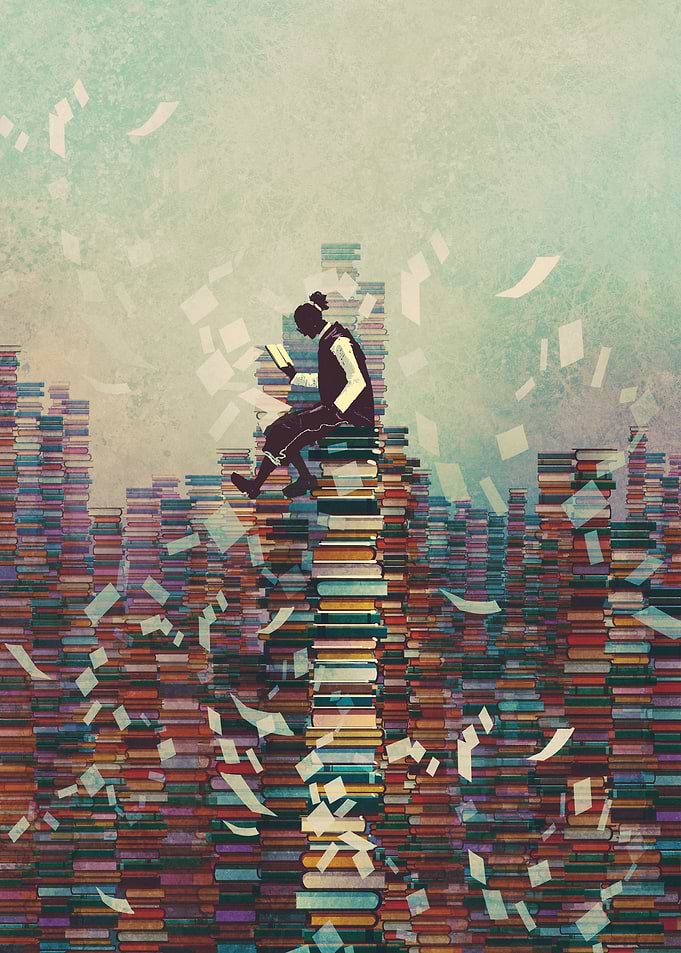 man reading book