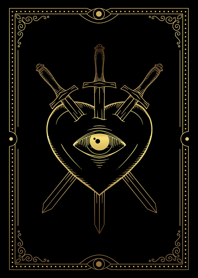 Tarot heart with 3 swords