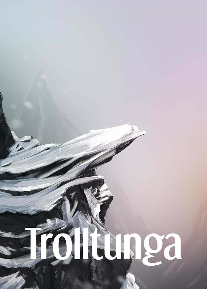 Trolltunga in snowing day
