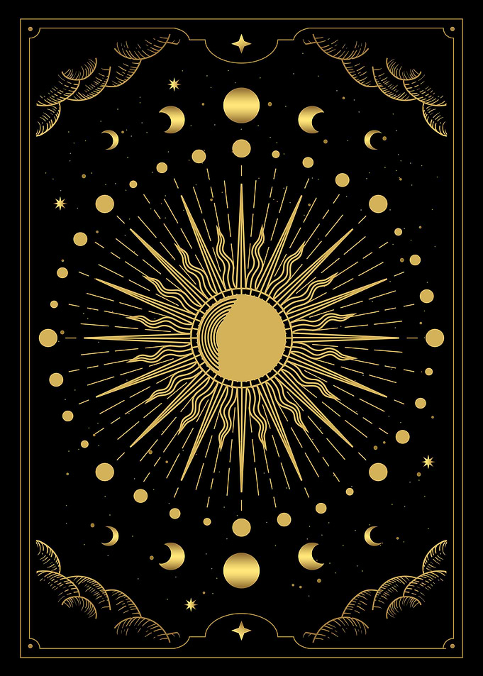 Tarot sun vintage drawn
