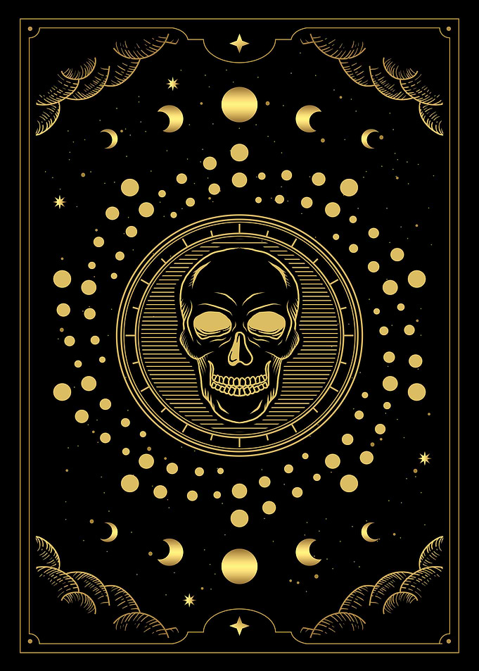 Tarot skull head card