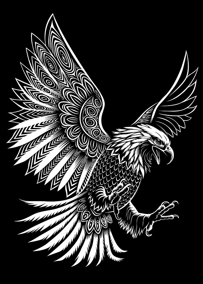 White eagle flying tribal
