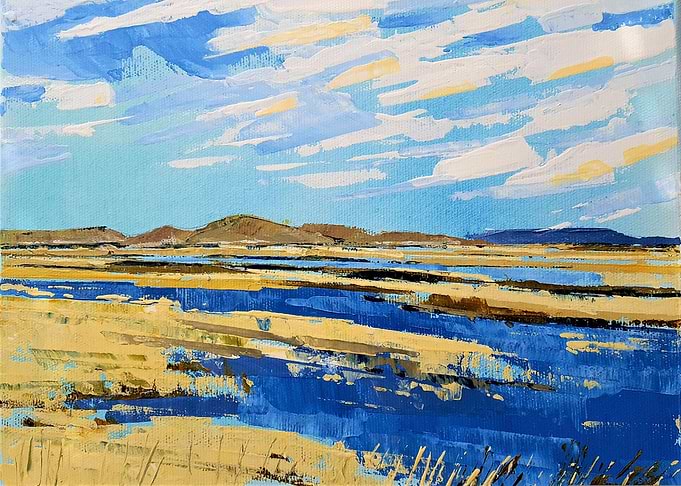 watercolors painting field