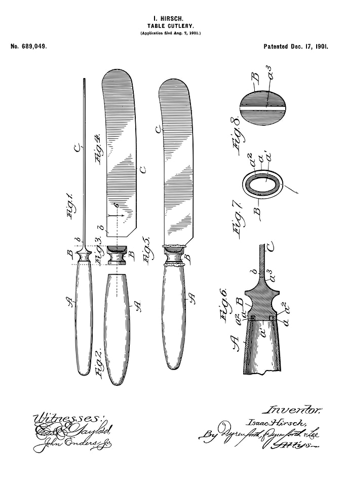 Table cutlery patent