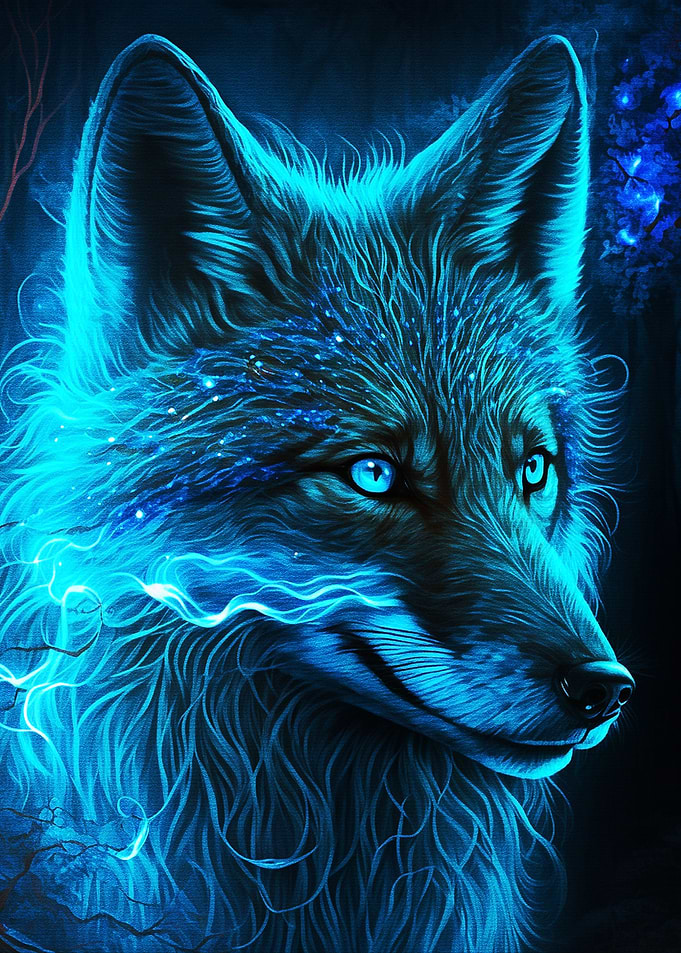 Blue Wolf mystical aura