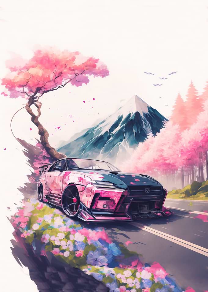 car sakura flower