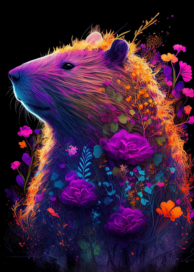 Capybara Flower Colorful