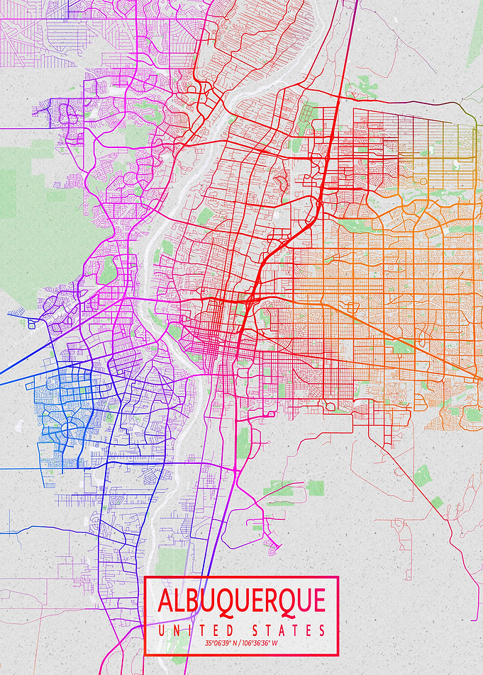 Albuquerque Map Colorful