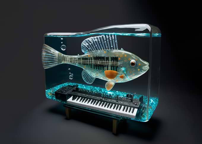 Fish in Glass with Piano