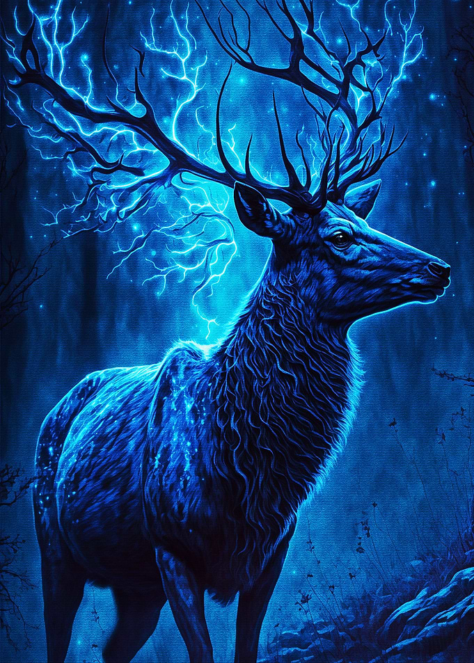 Blue deer mystical