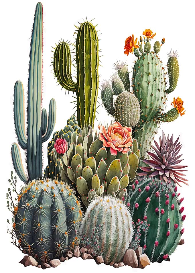 Cactus Garden Watercolor 3