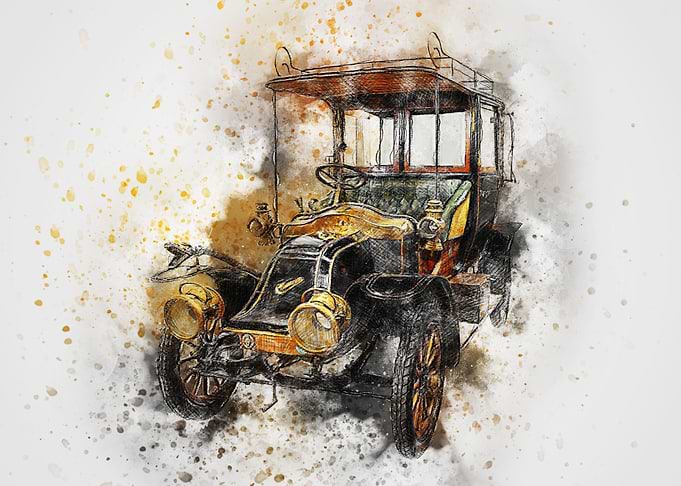 old car watercolor