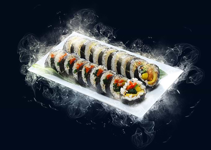 plate of sushi smoke