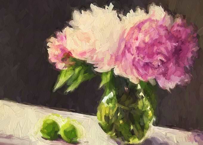 Oil Still life with Peoni