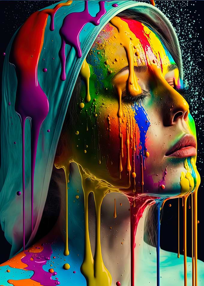Female face paint dripping