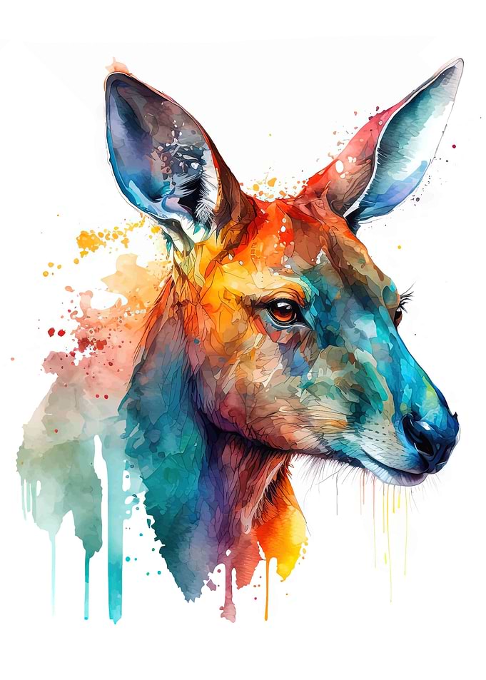 kangaroo Watercolor