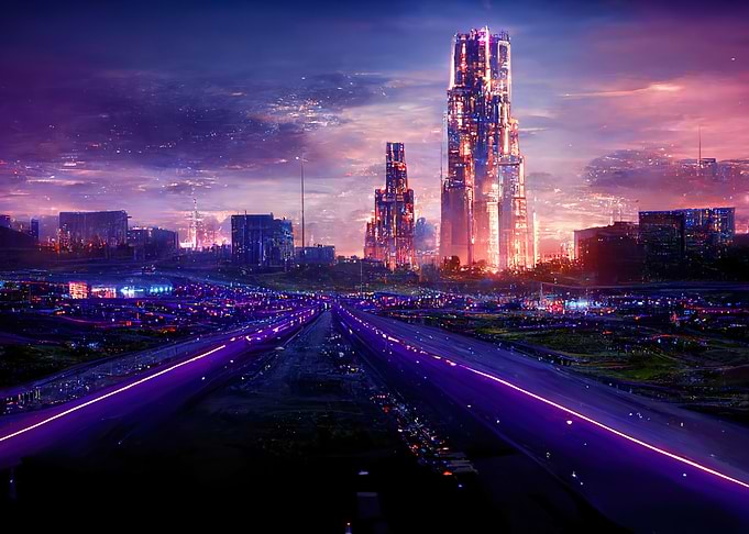 Cyberpunk neon city