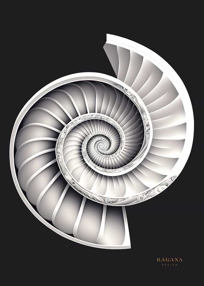 Fibonacci White Spiral