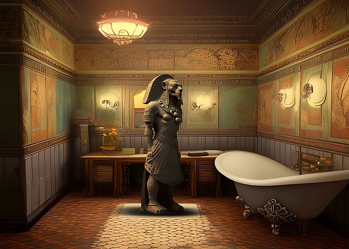 Bath with statue