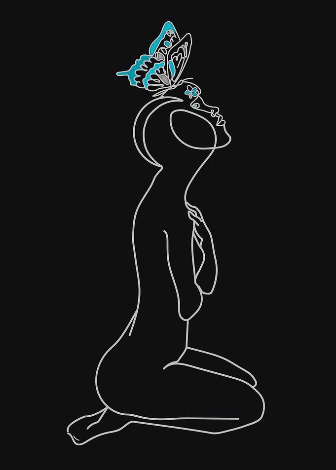 Silhouette with Butterfly
