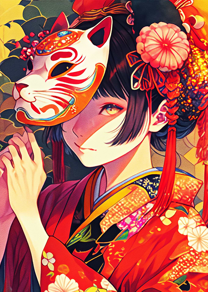 Cute girl wearing a mask