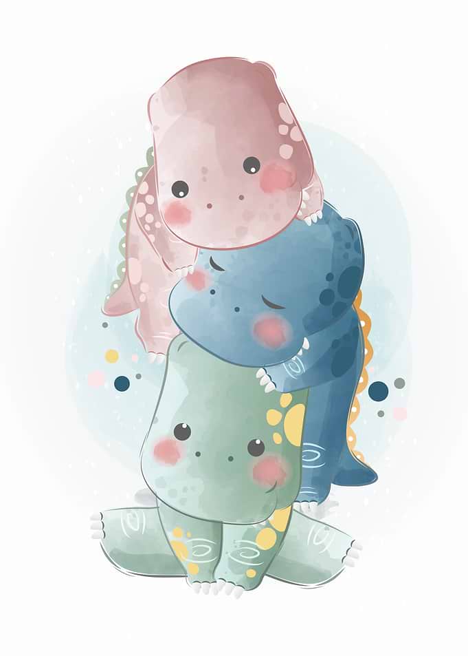 Cute baby dinos stacked