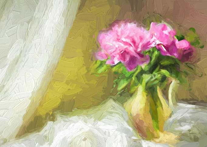 Oil Still life with Peonie