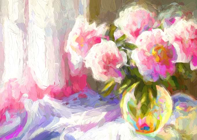 Oil Still life with Peonie