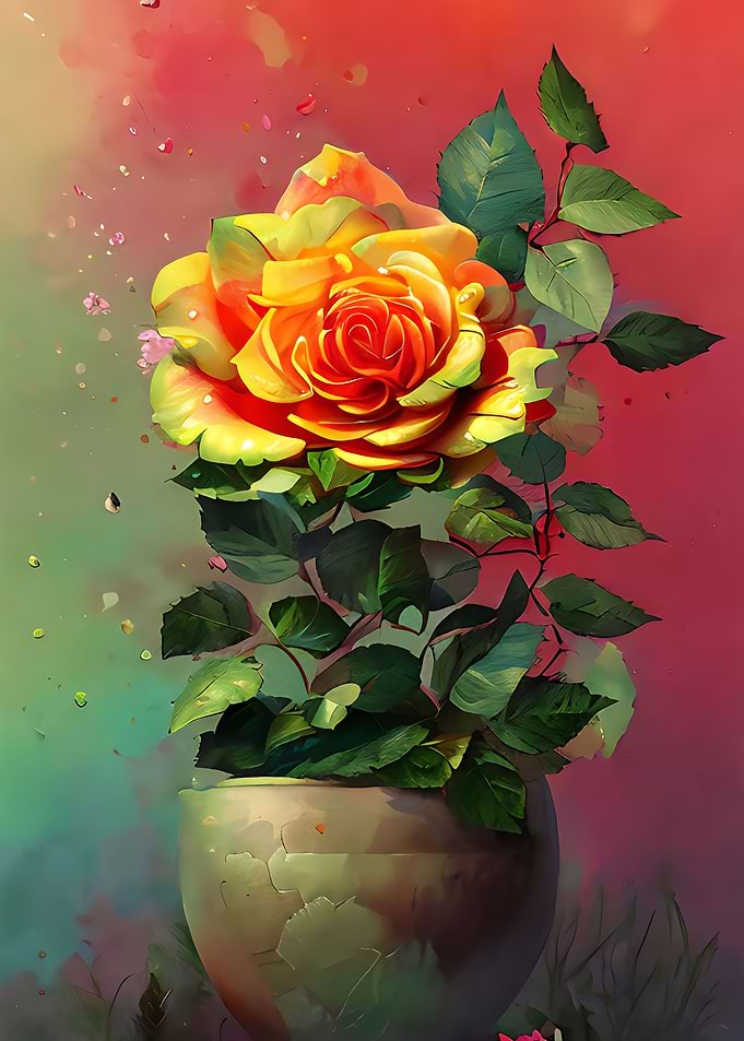 Golden Rose In Pot