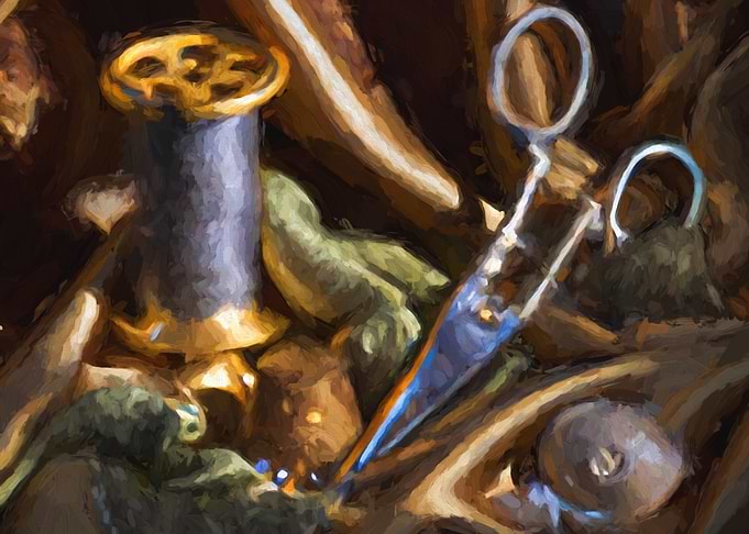 Oil Sewing Still Life