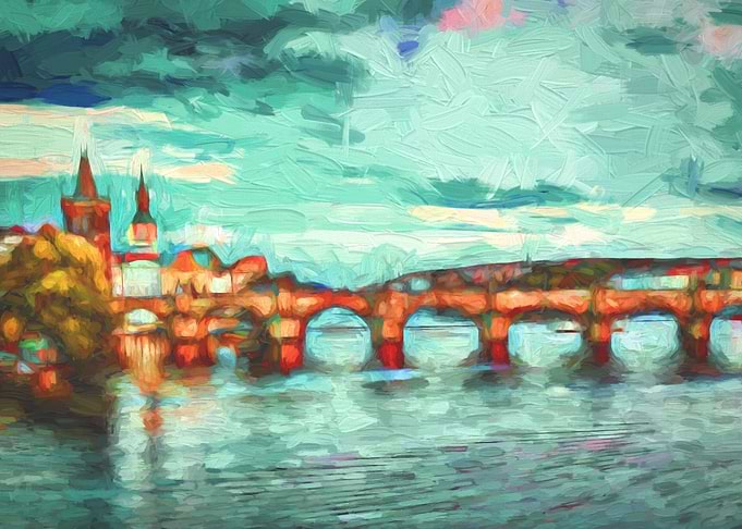 Oil ityscape of Prague