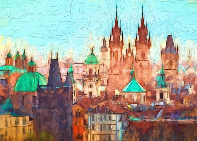 Oil Cityscape of Prague