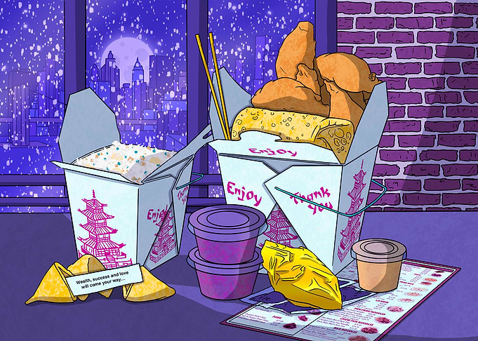 Chinese Takeout at Night